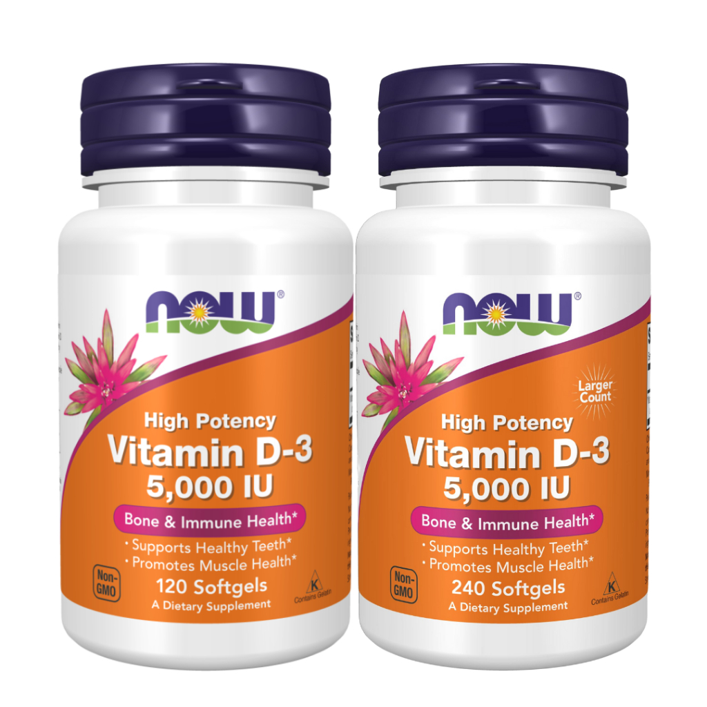 NOW VITAMIN D3 5000 IU 120 SOFTGELS / Vitamin D 5000 IU - Mencukupi Kebutuhan Vitamin D Tubuh