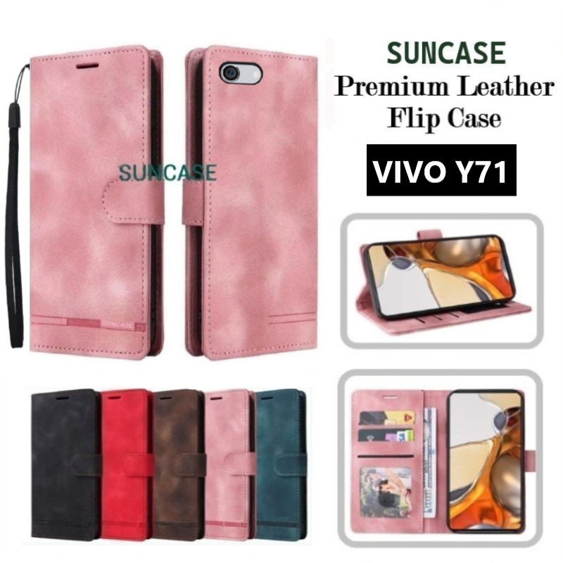SUNCASE vivo y71 cover hp model dompet multi fungsi flip case wallet leather.