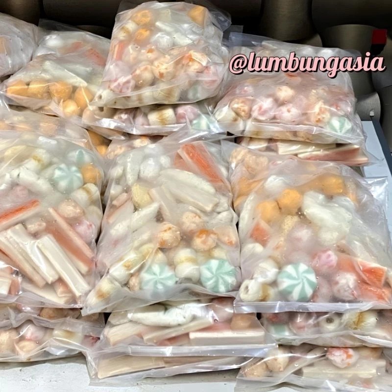 INSTAN Suki Kiloan Campur 500 Gram - Seafood Frozen Food Steamboat Hotpot Seblak Bakso Sosis