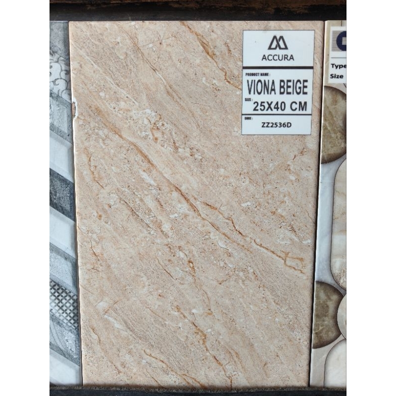 keramik dinding 25x40 - keramik dinding kilap - keramik dinding motif marmer - accura Viona Beige