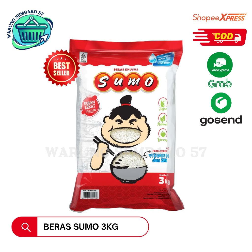 

Beras Premium Fortifikasi Sumo Merah Hijau 3kg