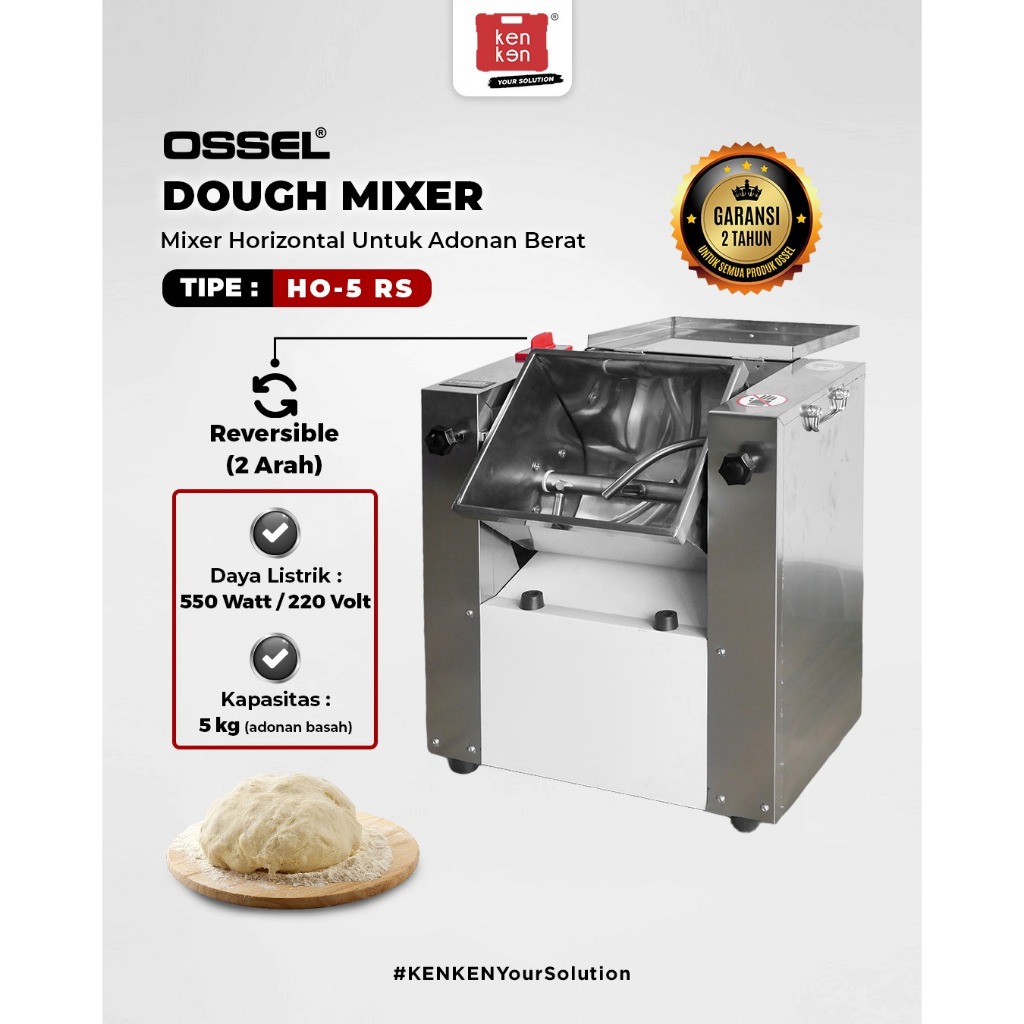 OSSEL Horisontal Dough Mixer Pengaduk Adonan 5 kg HO-5RS OSSEL