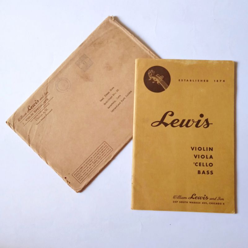 Antik Buku Musik Katalog Lewis Violin Cello Bass + Sampul 1930's