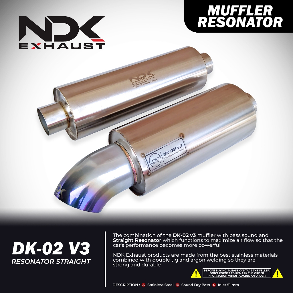 NDK EXHAUST RESONATOR STRAIGHT DAN MUFFLER DK-02V3 MOBIL DAIHATSU FEROZA KNALPOT RACING MOBIL