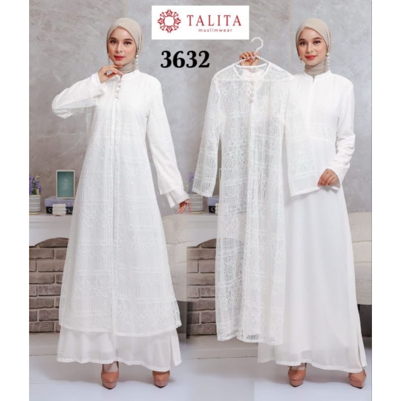 GAMIS  PUTIH BRUKAT PREMIUM ROMPI LEPAS