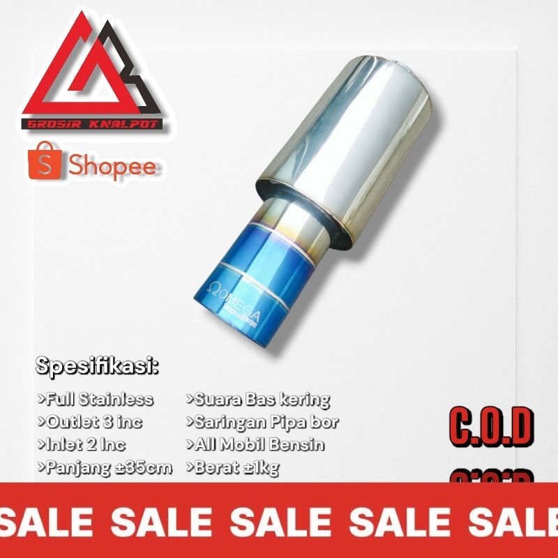 Premium Knalpot Racing Mobil Omega Titanium Biru Suara Bass Kering/Kering Gahar/Knalpot Omega Brong