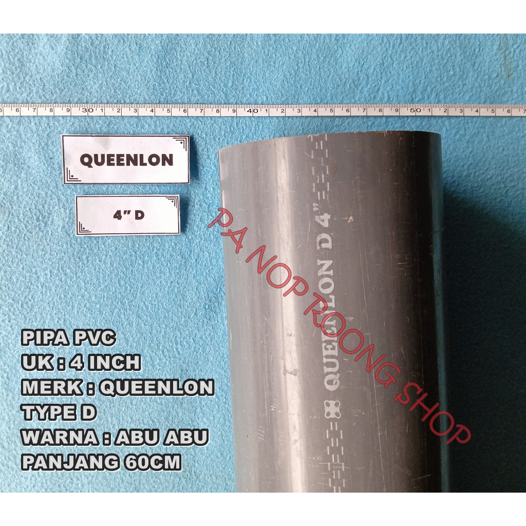 Pipa Pvc 4 INCH TYPE D QUEENLON ABU-ABU PANJANG 60CM-80CM