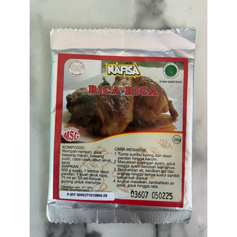 

Nafisa Bumbu Rica-rica Non MSG 20 gram
