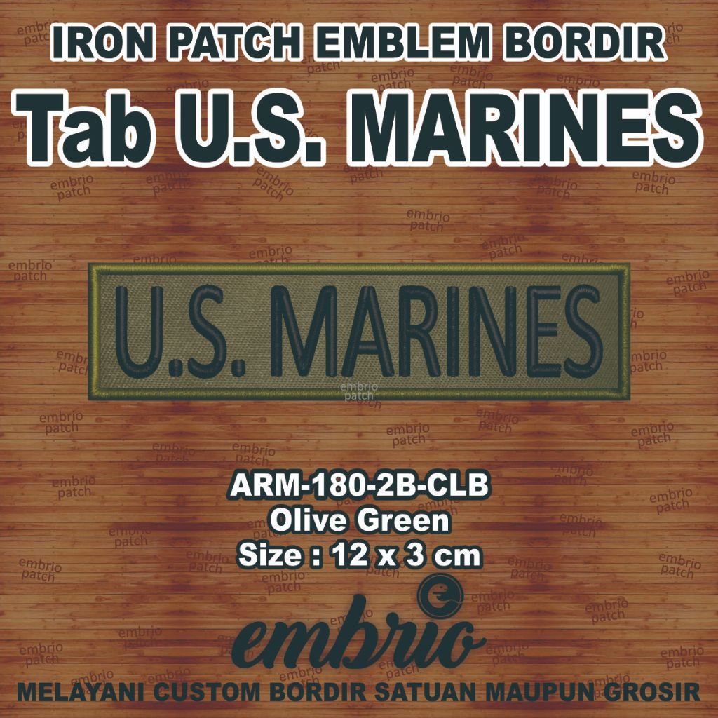 ARM-180-2B-CLB Name tag US MARINE patches tab emblem bordir us marines military tactical tentara ang