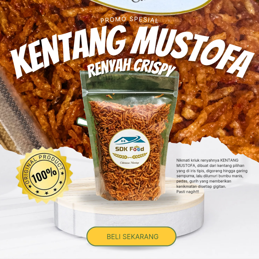 

Kentang Mustofa Pedas Manis 250 gr - Camilan Kripik Gurih Renyah Krispi Makanan - Snack