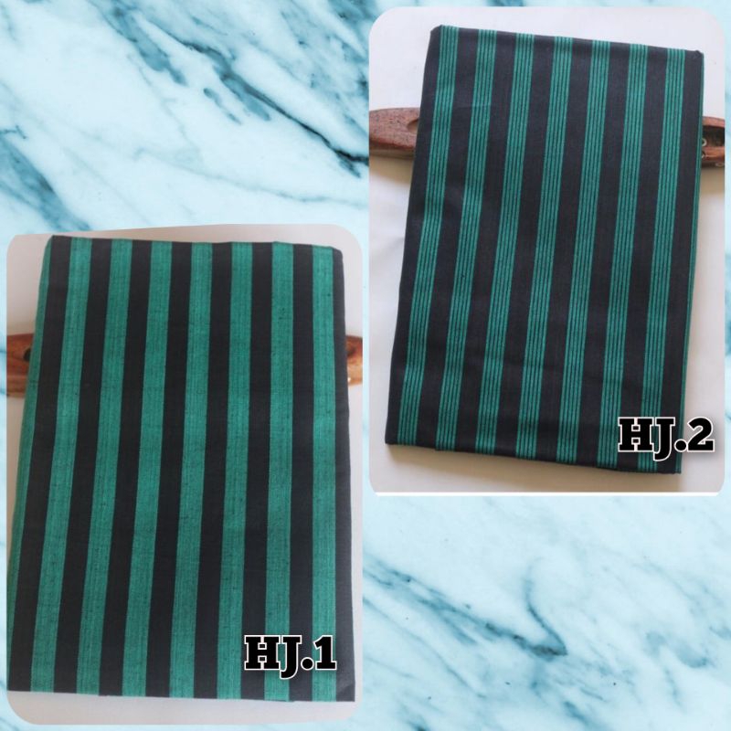 Kain Lurik Hitam Hijau Tua