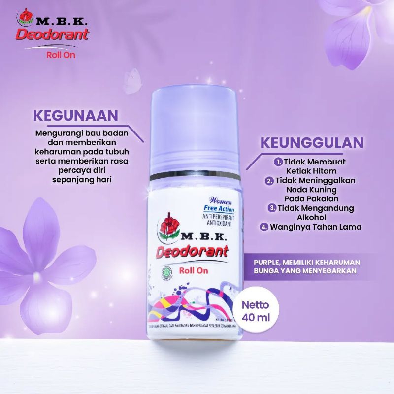 MBK Roll On Purple Deodorant 40ml ORIGINAL BPOM