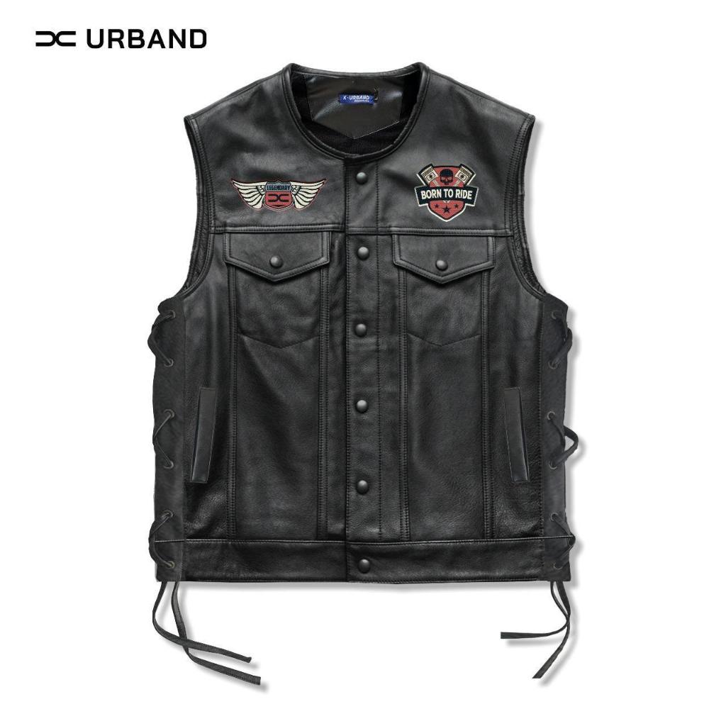 Jaket Rompi Motor Pria Kulit Sintetis Premium Full Bordir - X Urband Motorcycle Vest