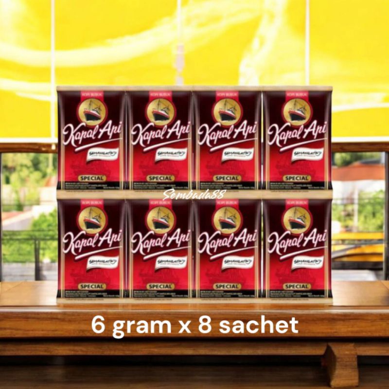 

KOPI KAPAL API 6 GRAM MINI SPECIAL RENCENG ( ISI 8 SACHET ) / KOPI KAPAL API / KOPI BUBUK