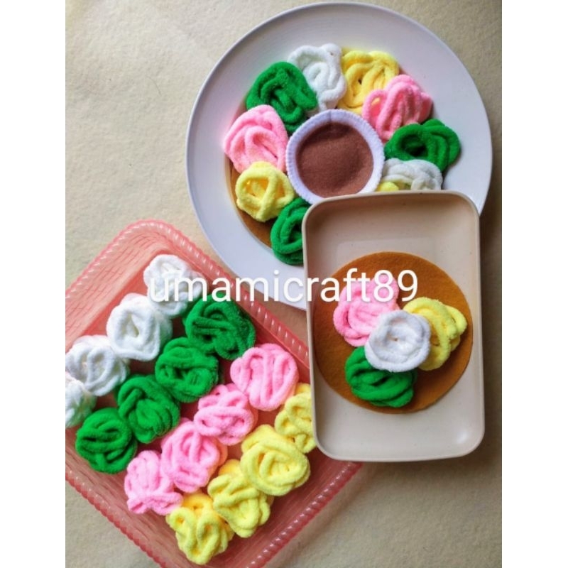 Replika Kue Putu Mayang / Mainan flanel Kue Jajanan Pasar / Mainan Edukasi Anak / Mainan masak-masak