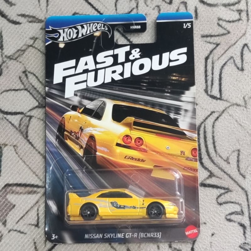 Hot Wheels Fast and Furious Nissan Skyline R33 Yellow