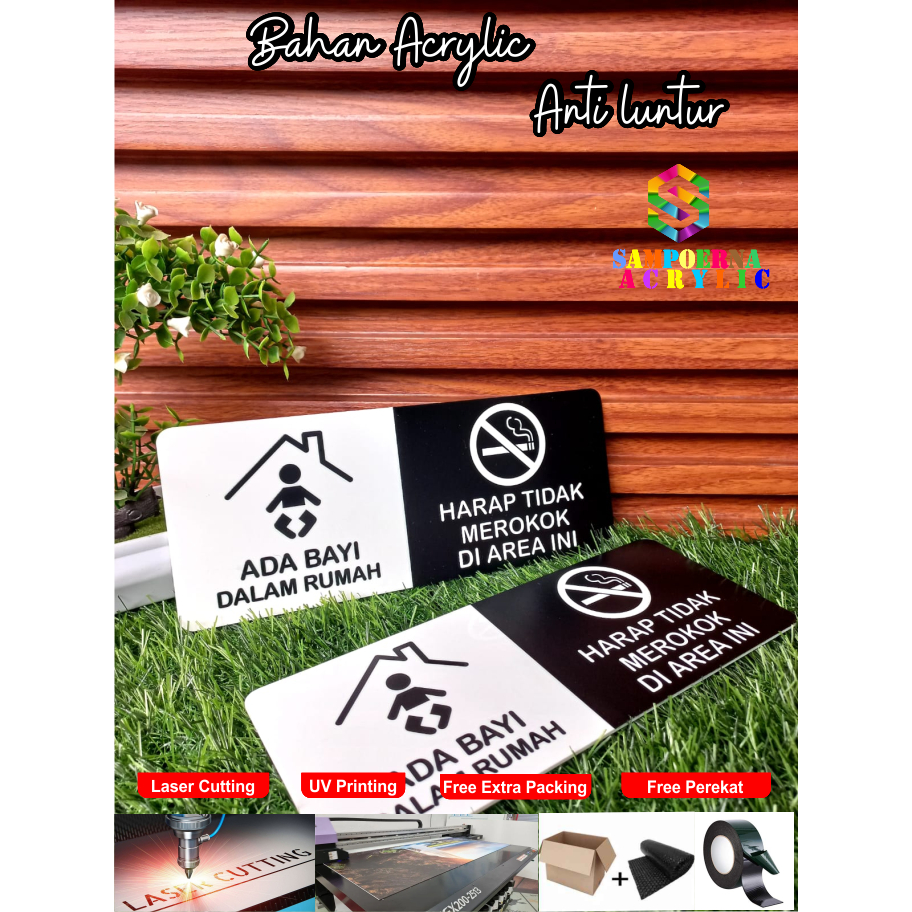 Akrilik Peringatan Ada Bayi Dirumah | Dilarang merokok akrilik