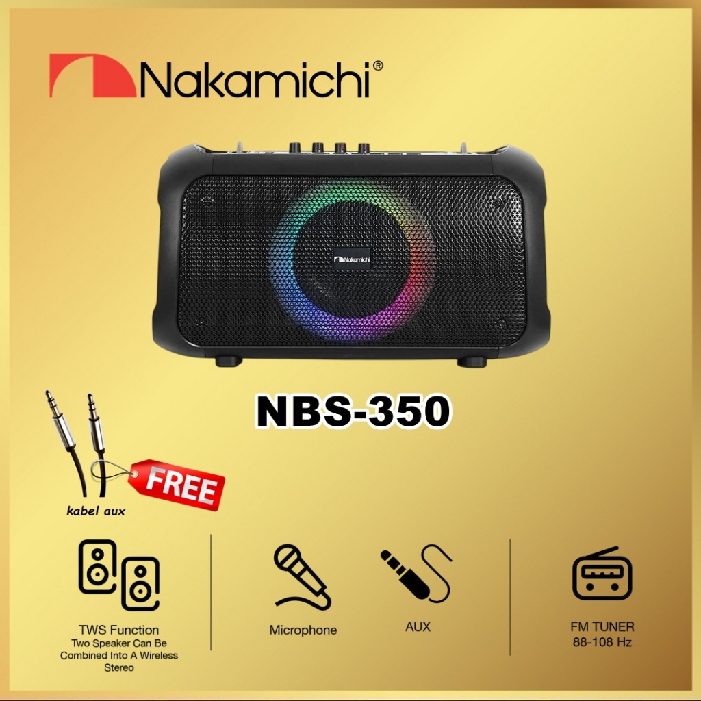 Nakamichi NBS-350 NBS350 Portable Wireless Bluetooth Speaker Audio with RGB