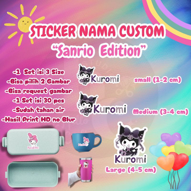 

Sticker nama custom/Sticker nama Sanrio/Sticker Tumbler/Sticker kuromi/Sticker nama anak/Sticker nama anak perempuan