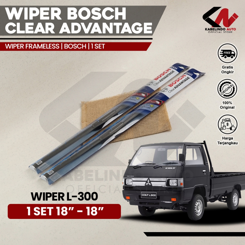 Wiper Mobil Mitsubishi L300 Bosch Clear Advantage / Frameless 18" - 18" Original