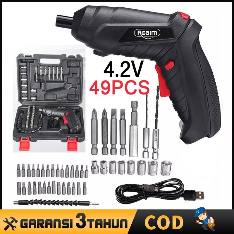 COD Mesin Bor Obeng Baterai Cordless Folding Li-ion Cordless Drill Set - Toolbox Set - Cordless - Sc