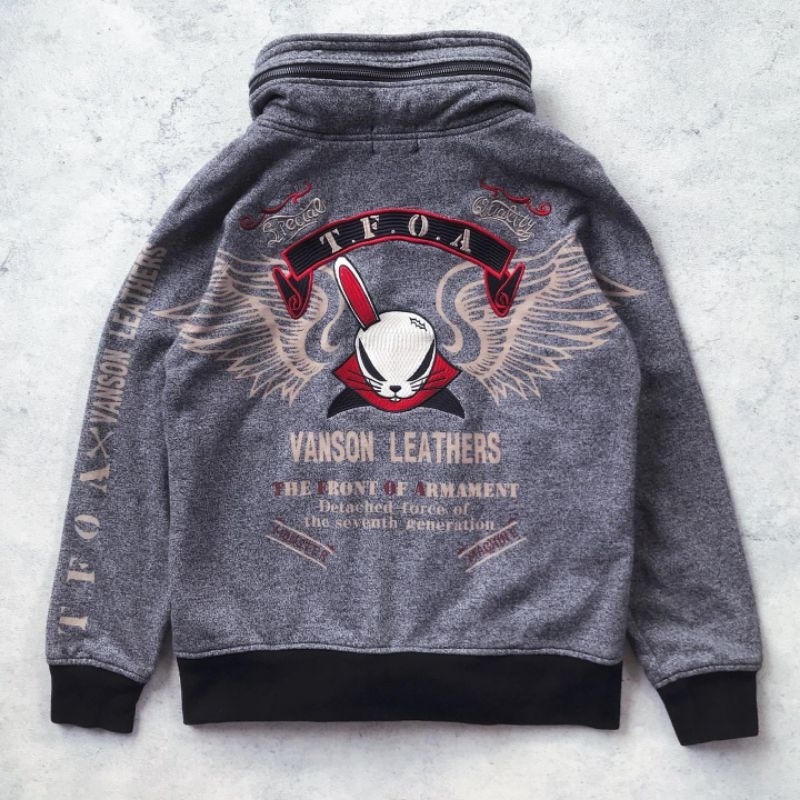 vanson tfoa one eared devil rabbit zip hoodie