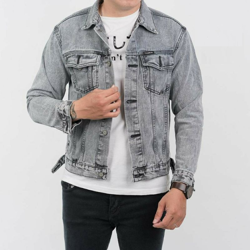 Jaket Pria Keren Jeans Sandwash Slim Fit Jaket Denim Bandung Lengan Panjang