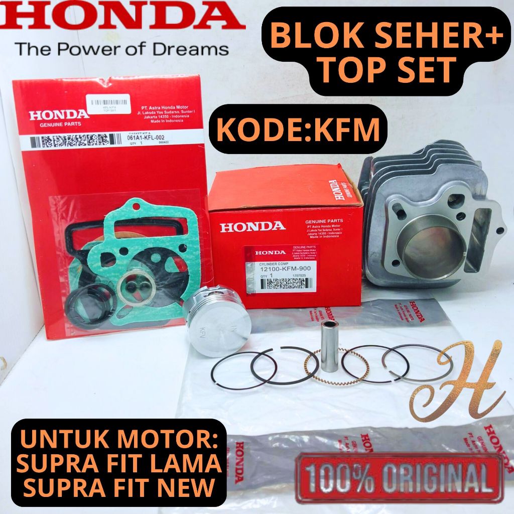 BLOK SEHER+TOP SET GARANSI HONDA KFM SUPRA FIT LAMA,SUPRA FIT NEW 100% ASLI ORIGINAL HONDA