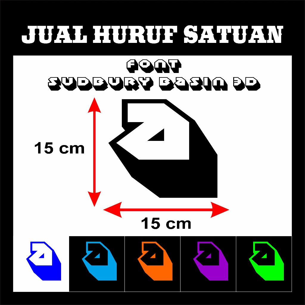 

READY COD STIKER CUTTING JUAL HURUF / ANGKA SATUAN NAMA FONT Sudbury Basin 3D UKURAN 15 CM BAHAN MENYALAH