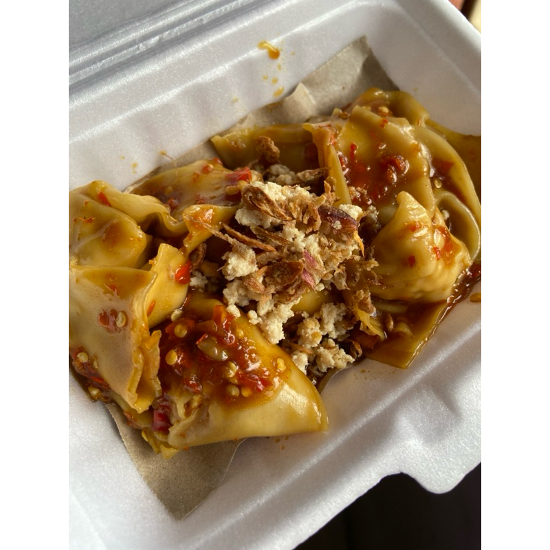 

Wonton full isian daging ayam/ Pangsit full daging ayam/Wonton pedas