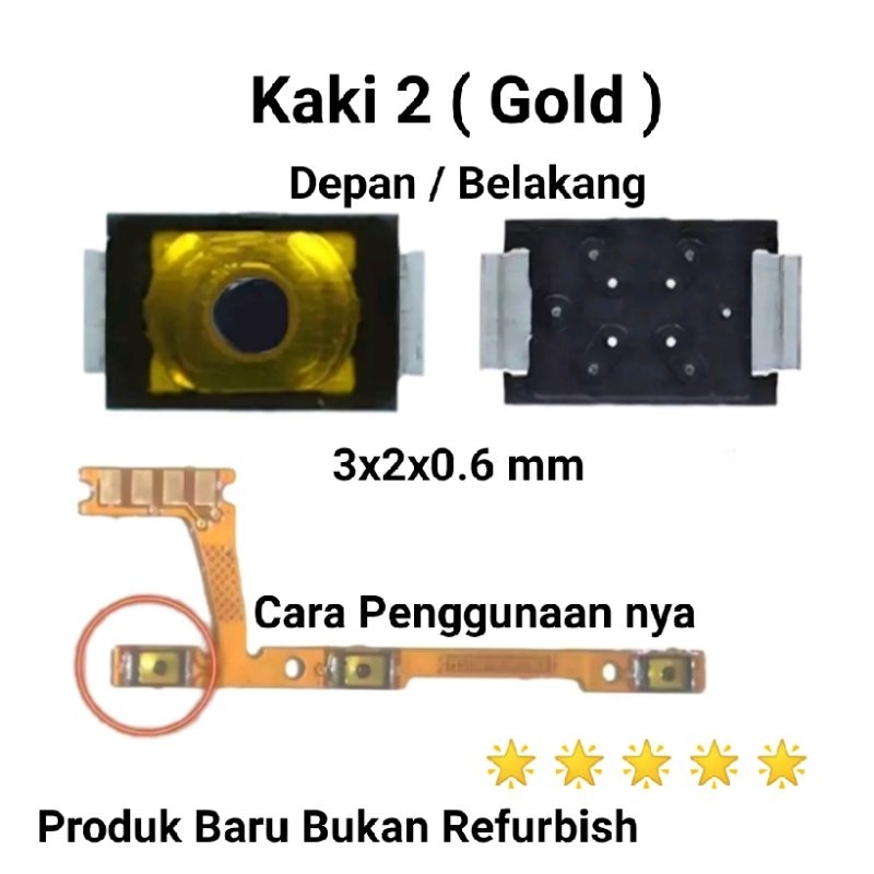 New Gold Switch Tombol On Off 2 Pin kaki dua Semua Hp Infinix Vivo Oppo Realme Xiaomi Redmi Asus Len