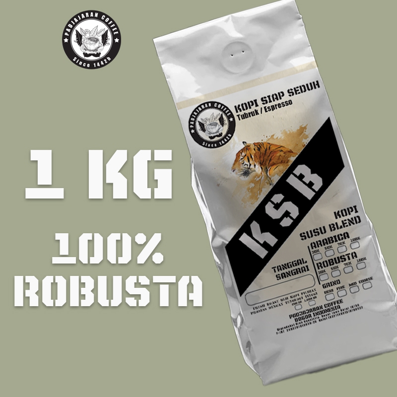 

KSB Full Robusta 1 Kg Biji Kopi House Blend Terbaik untuk Es Kopi Susu Kekinian | Fresh Roast Medium-Dark | Sangrai Komputerisasi | Cocok untuk Cafe, UMKM, Home Brewing | Ready Stock & Bisa Request Gilinga