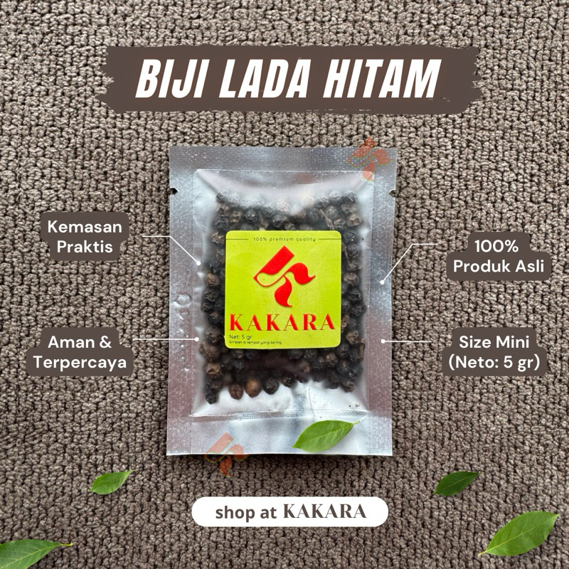 

KAKARA - Lada Hitam Biji / Whole Black Pepper 5 gram bumbu dapur rempah mini kemasan sachet