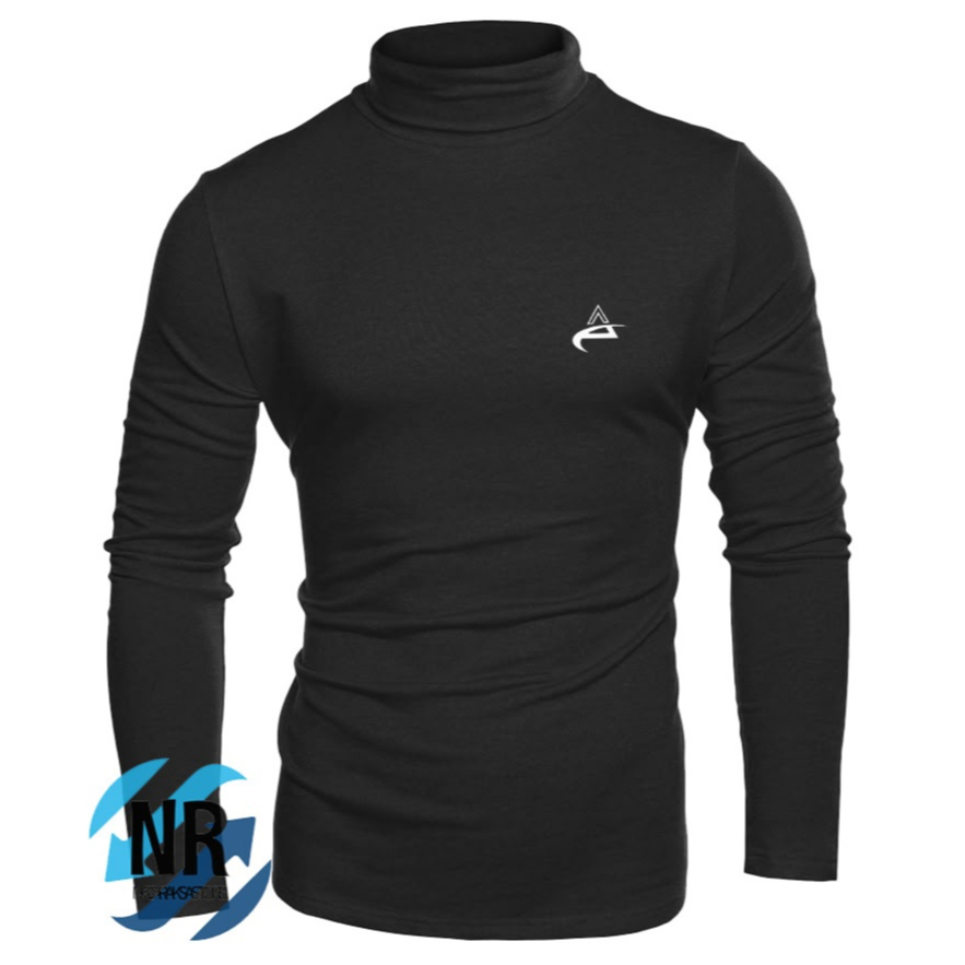 Kaos Manset Lengan Panjang olahraga Outdoor kerah tinggi pria wanita