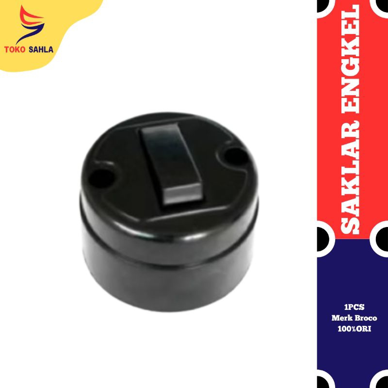 Saklar tungagl Broco / Saklar engkel Broco / Saklar bulat tempel hitam