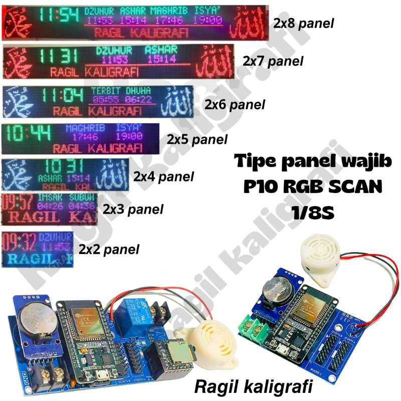 Controller jws p10 rgb scan 1/8S 2 baris kontroler jws khalifah jws esp 2 baris kontroler jam