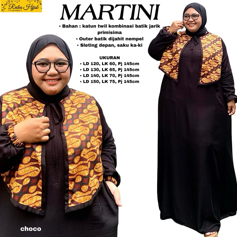 Gamis Kondangan Martini Jumbo Maxy Dress Bahan Twill Kombi Batik Jarik Primisima LD120-150