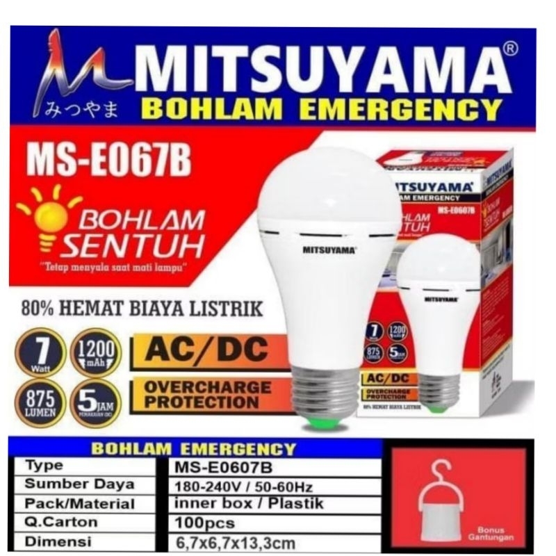 Bohlam Lampu LED Emergency 7W Ajaib Sentuh Mitsuyama MS-E0607B