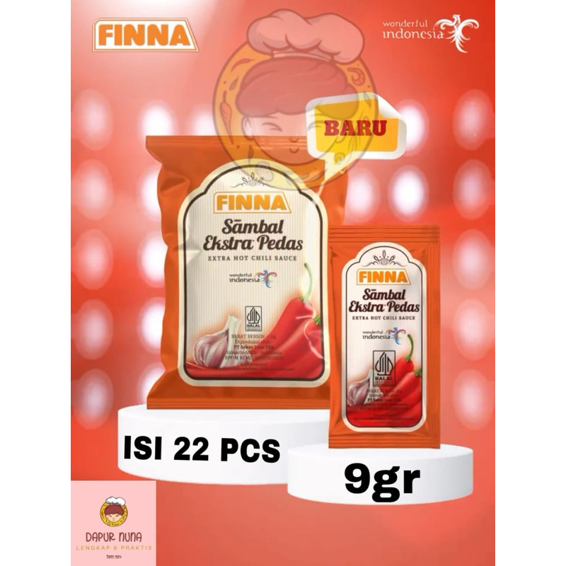 

Saos Extra Pedas FINNA Sachet Isi 22 Pcs Expired Feb 2026 Saos untuk UMKM Fried Chicken