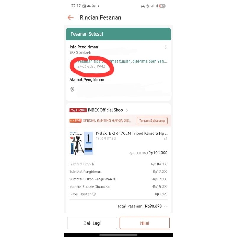 [PRELOVED] TRIPOD INBEX 130CM MINUS BOX