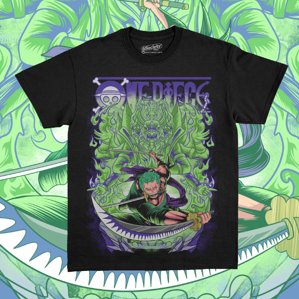 Kaos Anime Oversize Roronoa Zoro One Piece – Baju Distro Pria / Unisex Premium Cotton Combed 20s