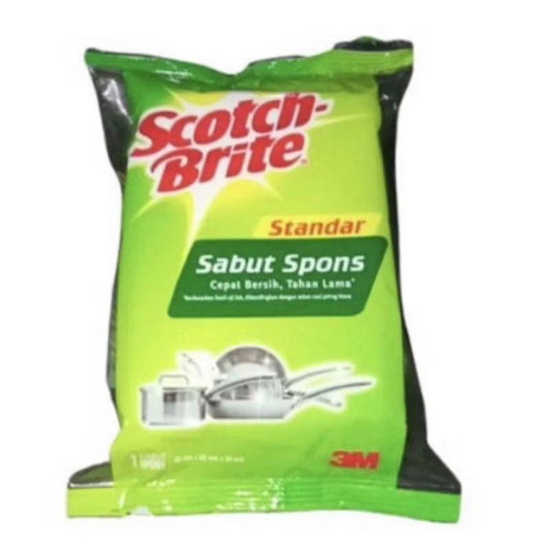 SPONS CUCI PIRING SCOTCH BRITE 3M / BUSA CUCI PIRING SCOTCH BRITE / BUSA CUCI HIJAU SABUT