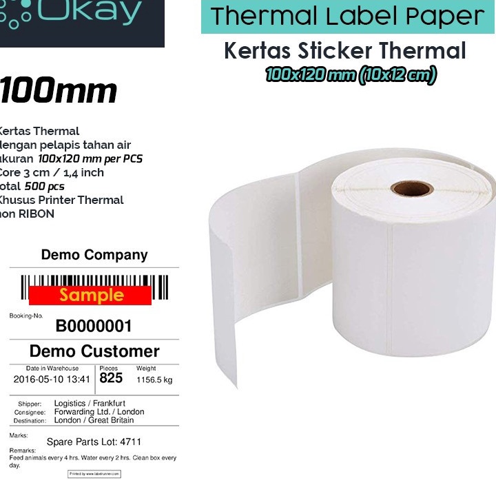 

Terbaru OKAY kertas thermal label 1X12 mm Sticker label Isi 5 pcs