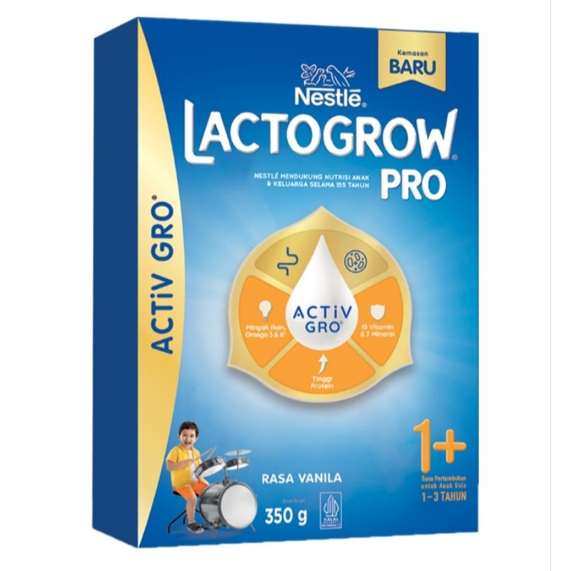 

Lactogrow active pro 1+ susu bubuk pertumbuhan anak usia 1-3 tahun rasa VANILA