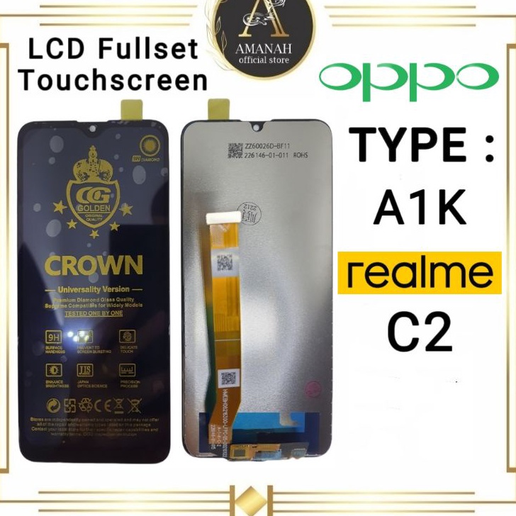 BISA COD LCD TOUCHSCREEN OPPO A1K  REALME C2 Fullset Crown Original Super 1 Layar Hp Tanam FULL SET 
