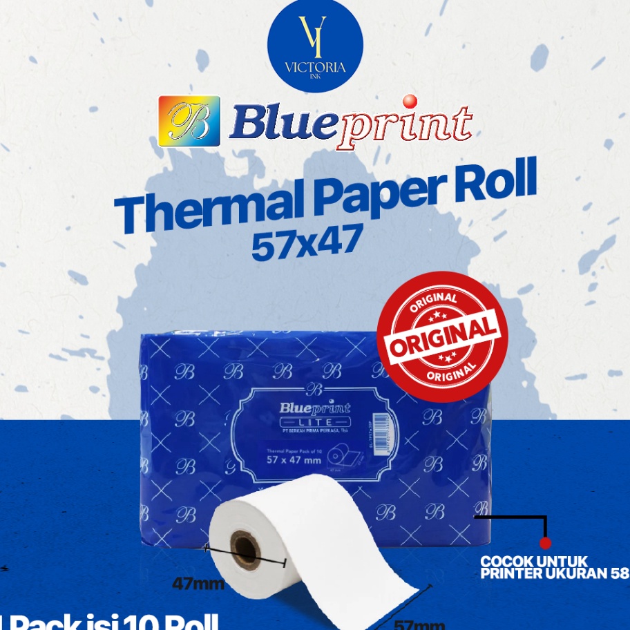 

57X47 KERTAS KASIR STRUK KERTAS THERMAL TERMAL EDC PPOB BLUEPRINT Lite 57x47 58 X 47 58mm