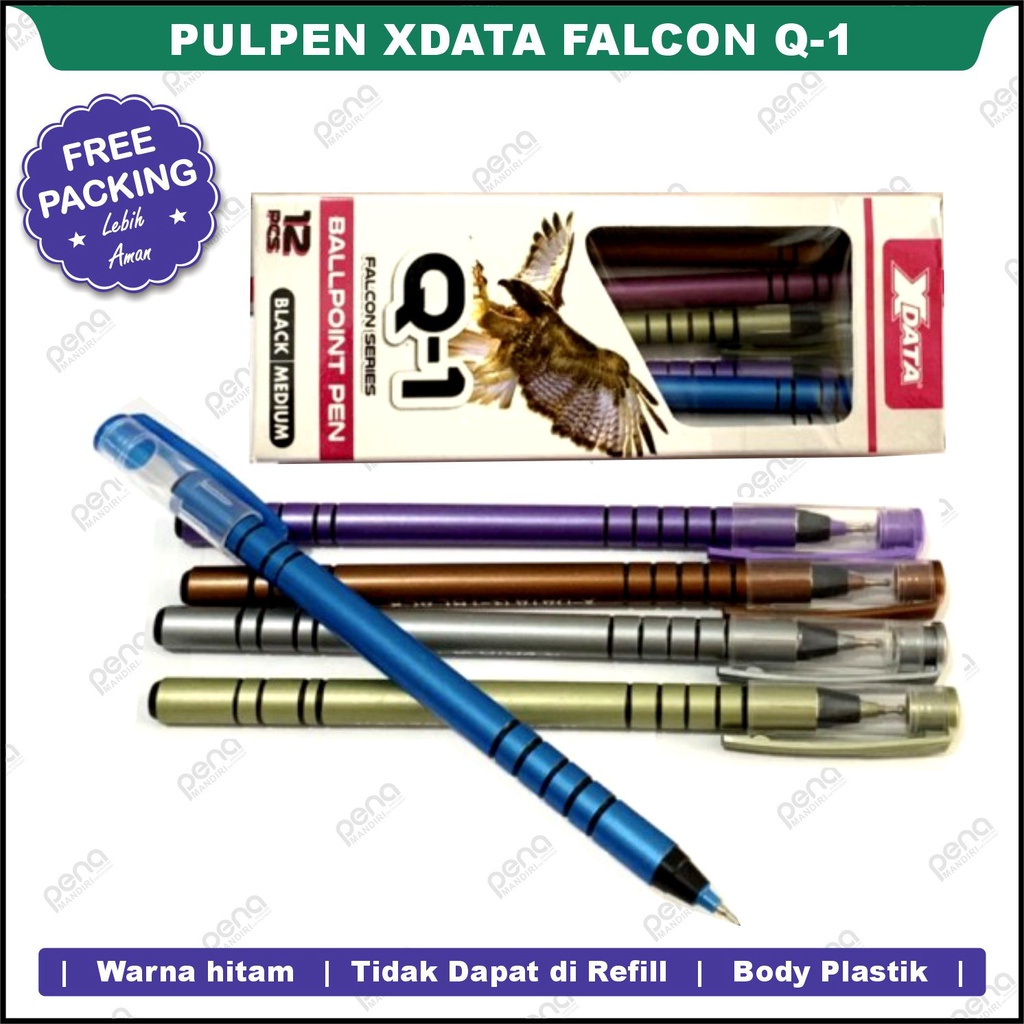 

Pulpen/Bolpen/Ballpoint/Ballpen X-Data/Xdata/X data Falcon Q-1/Q1 HITAM MEDIUM (ISI 12)