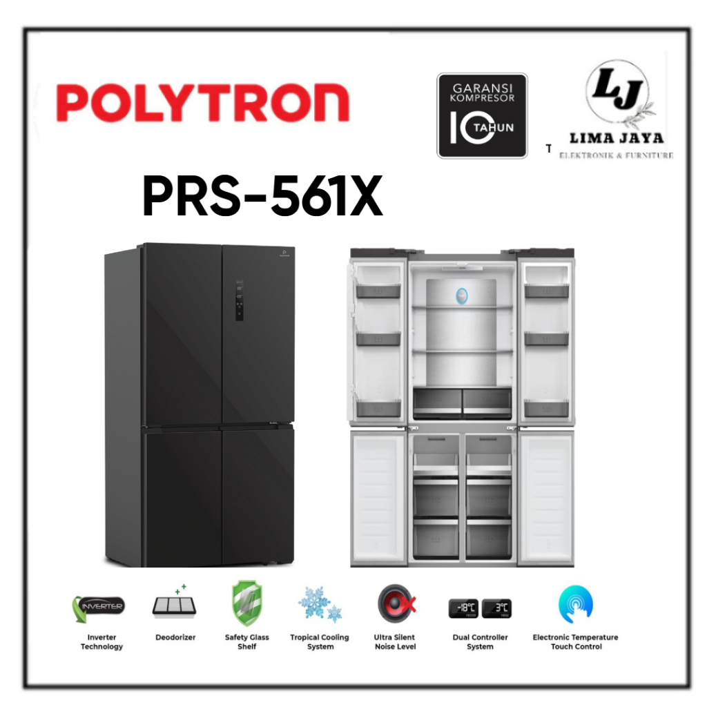 Kulkas Side By Side 4 Pintu POLYTRON PRS-561X 620 Liter Lemari es Polytron 4 Pintu