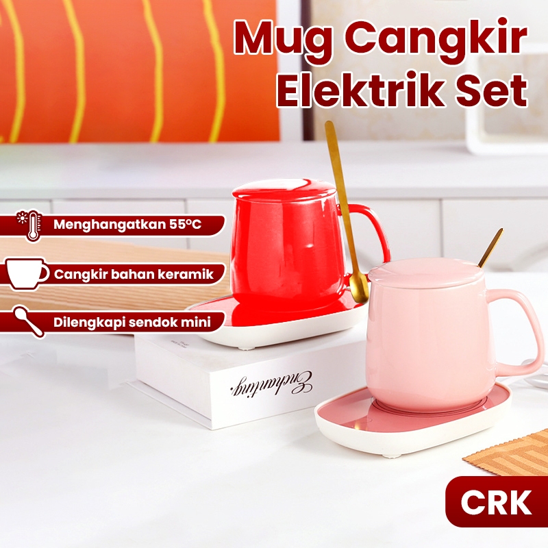Teko Listrik Teko Pemanas Air Kecil Mug Listrik Set Keramik Pemanas 55 Derajat Penghangat Kopi Teh