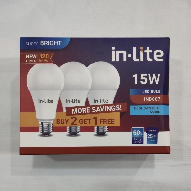 Lampu LED in-Lite 15 Watt. Beli 2 Gratis 1